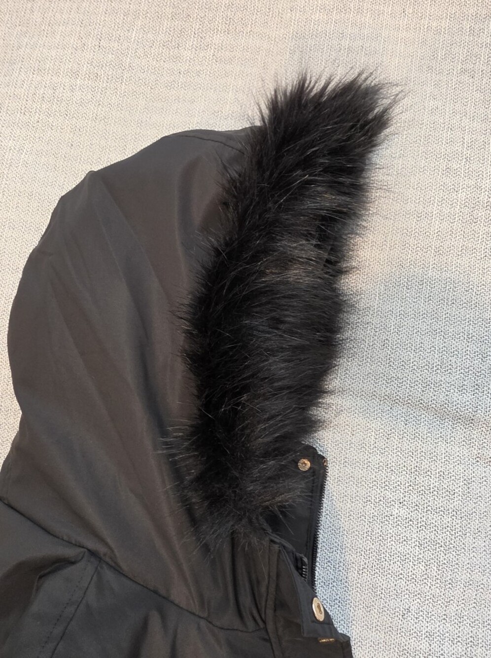 Jason Wu Black Hooded Parka with Faux-Fur Trim - Picture 9 of 15